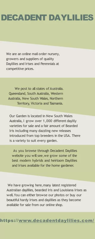 Decadent Daylilies - Nursery In Australia