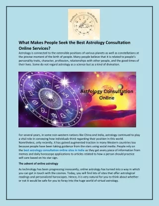 What Makes People Seek the Best Astrology Consultation Online Services?