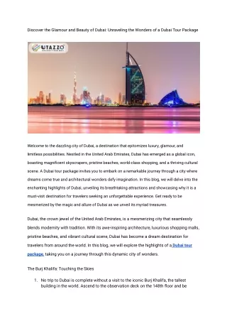 Title_ Discover the Glamour and Beauty of Dubai_ Unraveling the Wonders of a Dubai Tour Package- June 2023