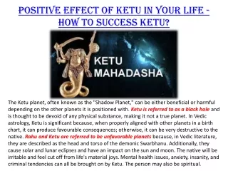 Positive Effect of Ketu in Your Life - How to Success Ketu?