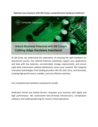 optimize your business with db comp