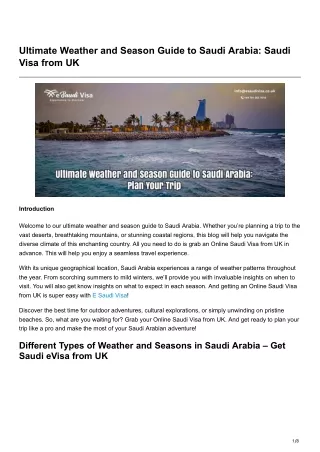 Ultimate Weather and Season Guide to Saudi Arabia Saudi Visa from UK