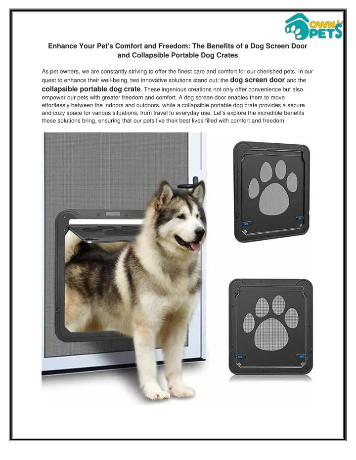 enhance your pet s comfort and freedom