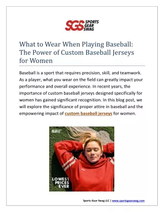 The Power of Custom Baseball Jerseys for Women