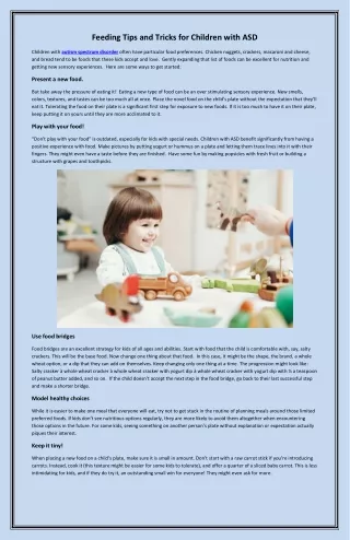 feeding tips and tricks for children with asd