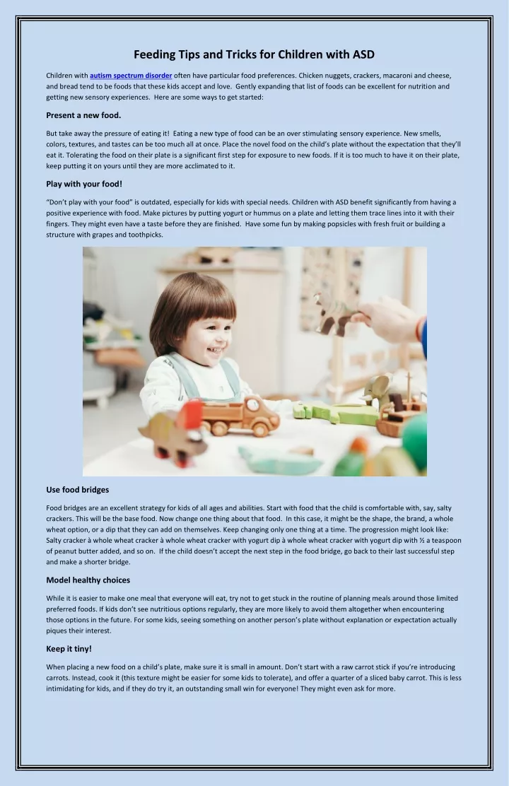 feeding tips and tricks for children with asd