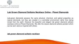 Lab Grown Diamond Solitaire Necklace Online - Planet Diamonds