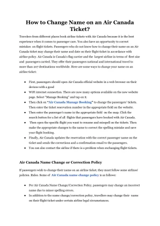how to change name on an air canada ticket