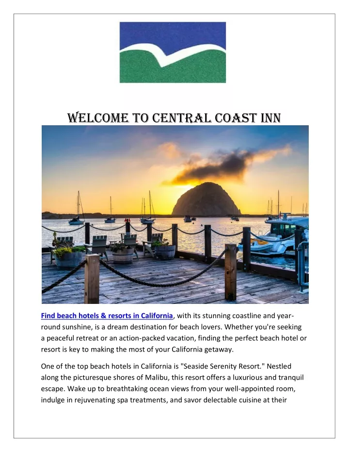 welcome to central coast inn
