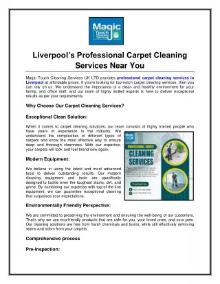 Liverpool’s Professional Carpet Cleaning Services Near You
