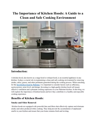 the importance of kitchen hoods a guide
