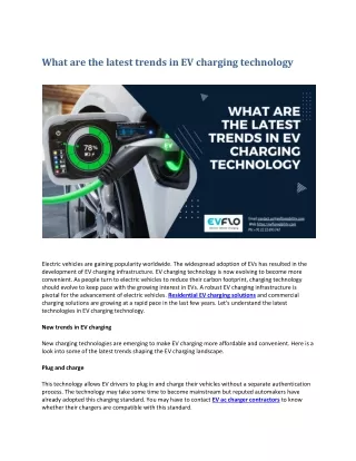 What are the latest trends in EV charging technology