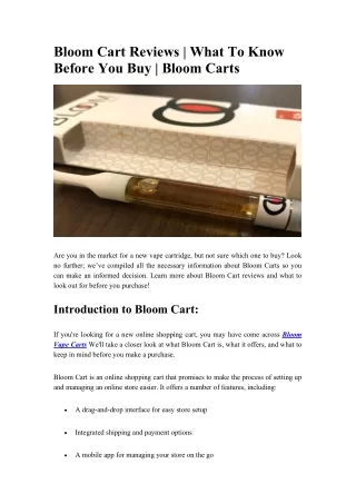 Bloom Cart Reviews - What To Know Before You Buy - Bloom Carts