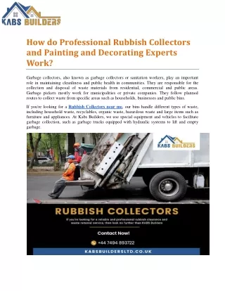 How do Professional Rubbish Collectors and Painting and Decorating Experts Work