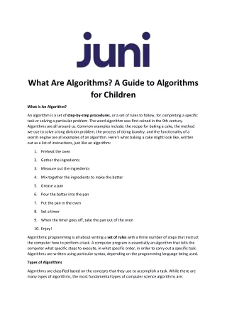 what are algorithms a guide to algorithms