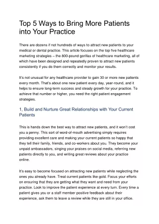 top 5 ways to bring more patients into your
