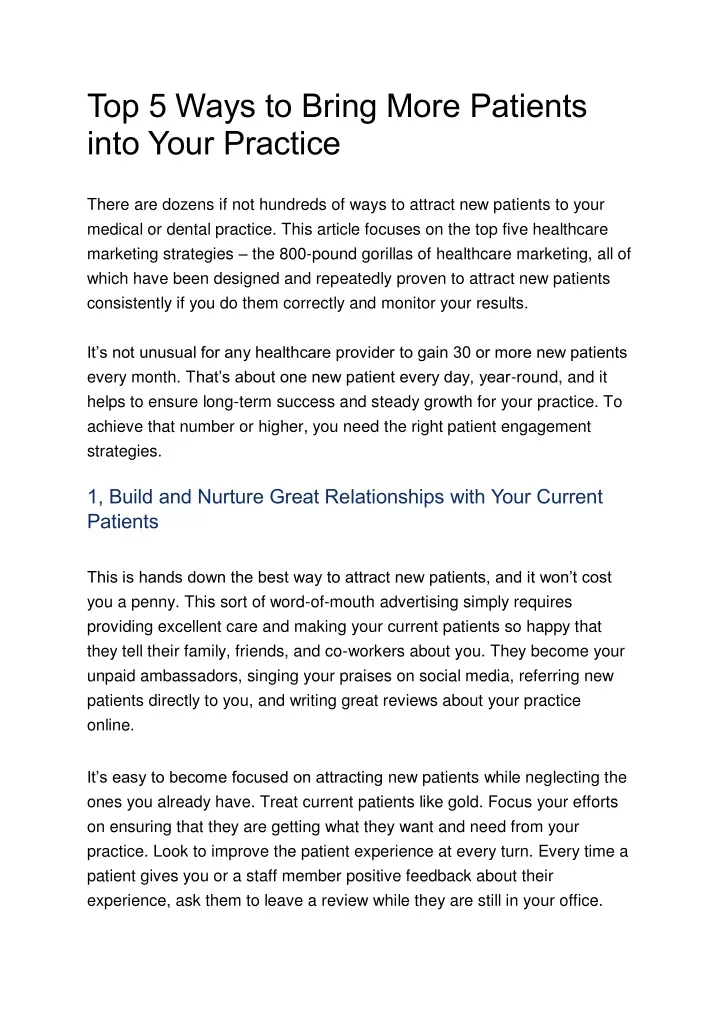 top 5 ways to bring more patients into your
