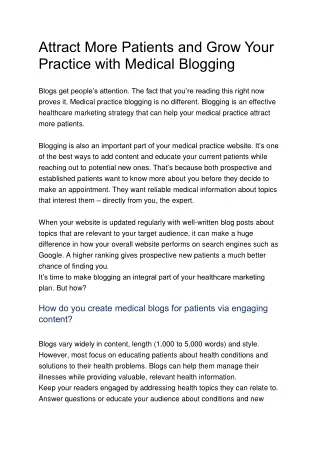 attract more patients and grow your practice with