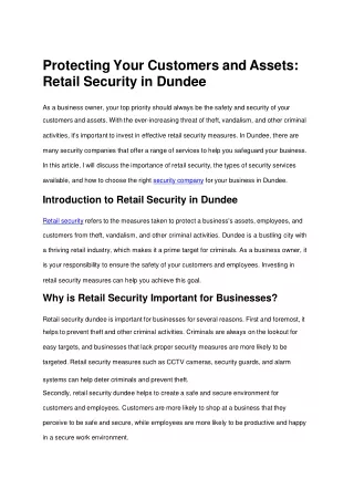 protecting your customers and assets retail security in dundee