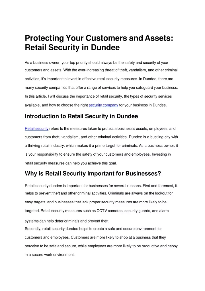 protecting your customers and assets retail security in dundee
