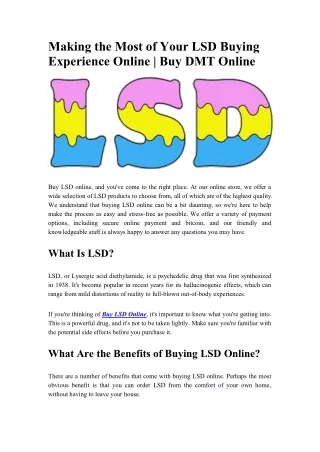 Making the Most of Your LSD Buying Experience Online - Buy DMT Online