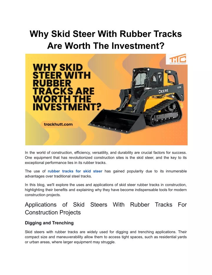 why skid steer with rubber tracks are worth