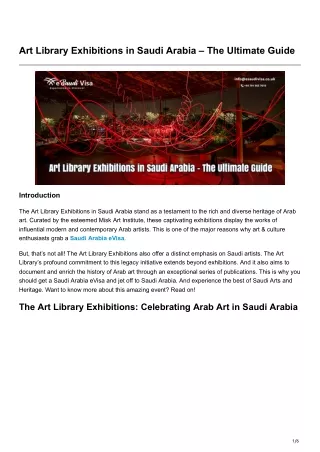 Art Library Exhibitions in Saudi Arabia The Ultimate Guide