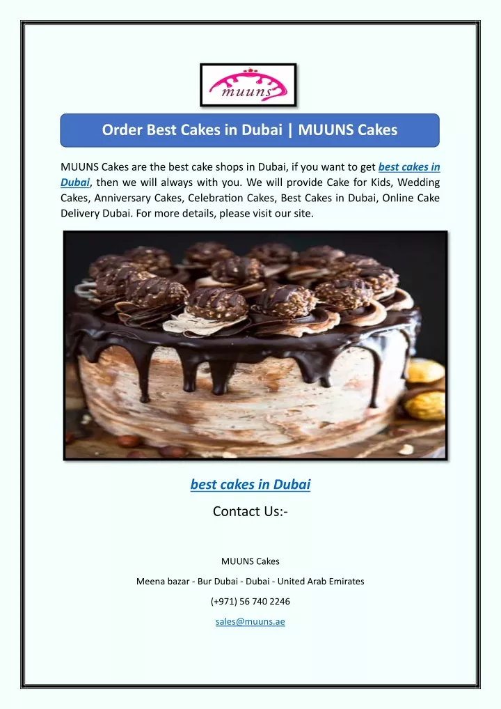 best cakes in dubai delivery muuns cakes order