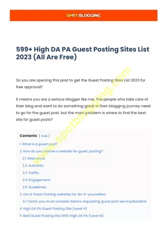 600 free guest posting sites List For High Quality Backlink