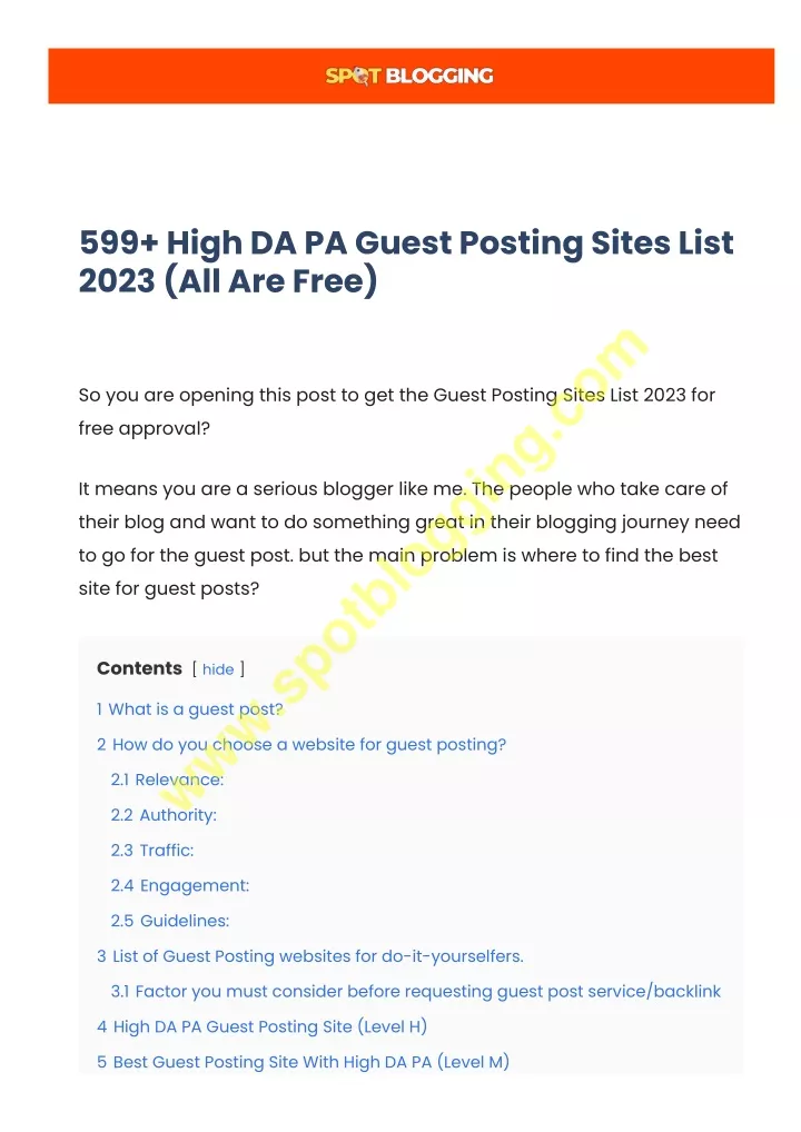 599 high da pa guest posting sites list 2023