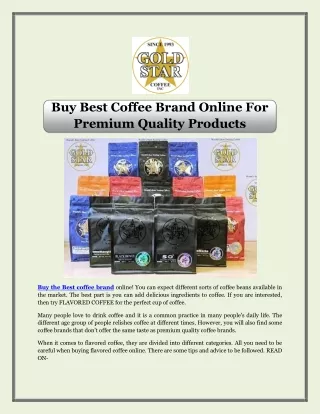 Buy Best Coffee Brand Online For Premium Quality Products