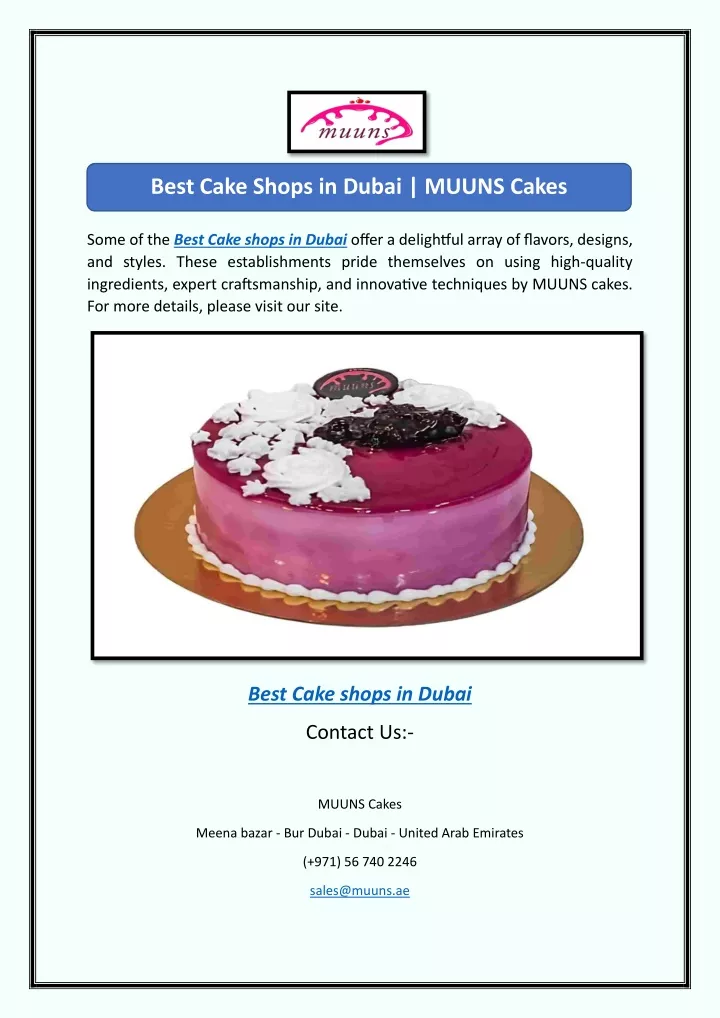 best cake shops in dubai muuns cakes