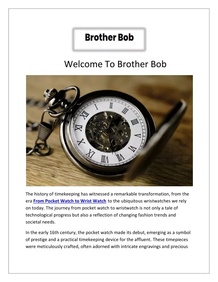 welcome to brother bob