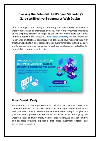Unlocking the Potential BellPepper Marketing's Guide to Effective E-commerce Web Design