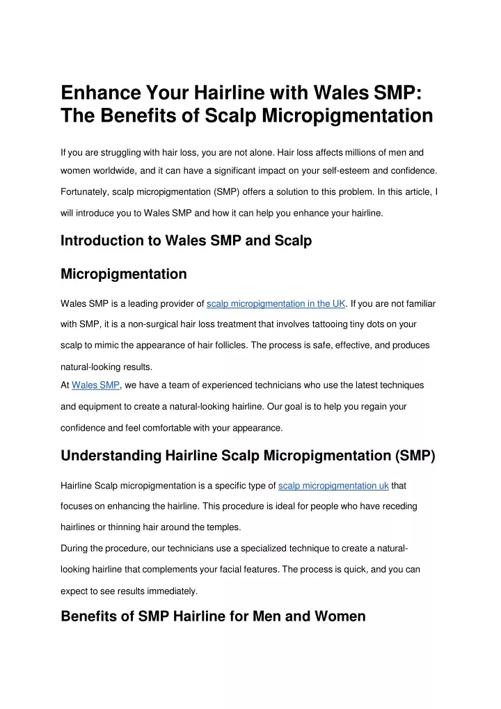 enhance your hairline with wales smp the benefits of scalp micropigmentation