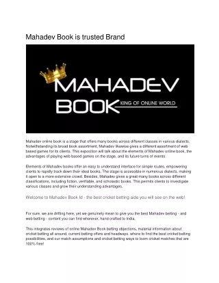 Mahadev Book is trusted Brand
