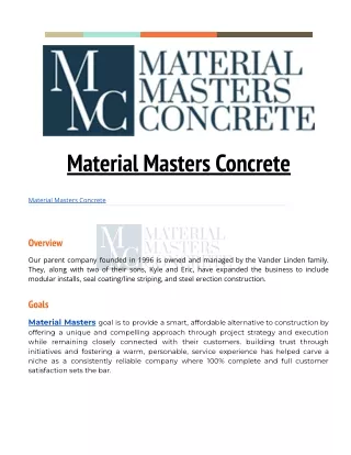 Concrete Work Services-Material Masters Concrete