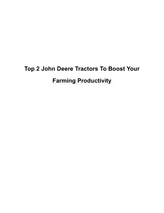 Top 2 John Deere Tractors To Boost Your Farming Productivity