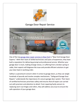 "Convenient Entry and Improved Safety: Garage Door Opener in new York”