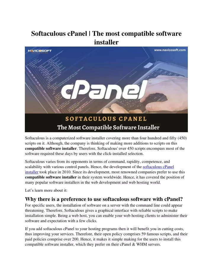 softaculous cpanel the most compatible software