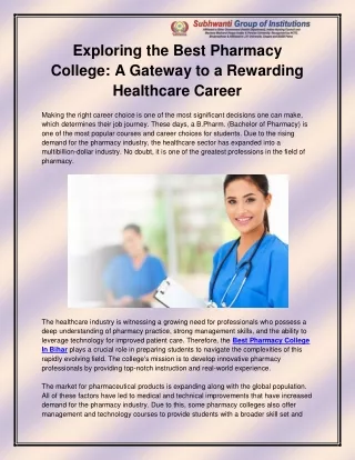 exploring the best pharmacy college a gateway