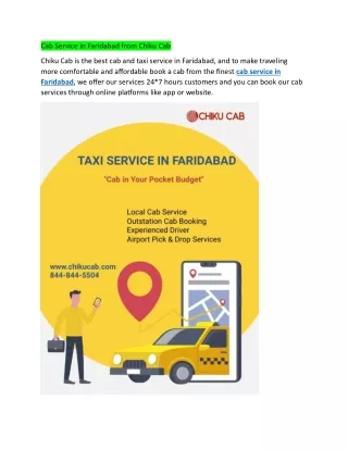 cab service in faridabad from chiku cab