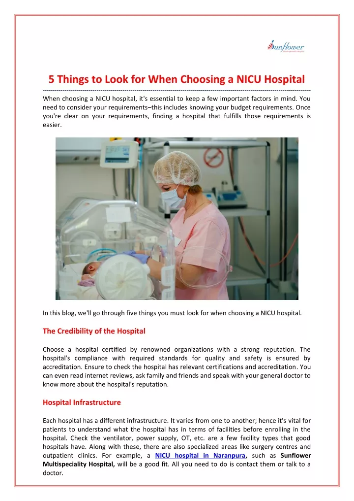 5 things to look for when choosing a nicu