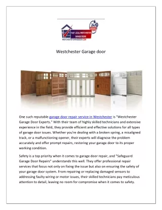 Expert Garage Door Installation Services in Westchester