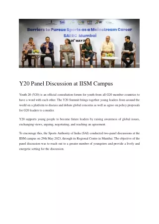 Y20 Panel Discussion at IISM Mumbai Campus | Sports Blog