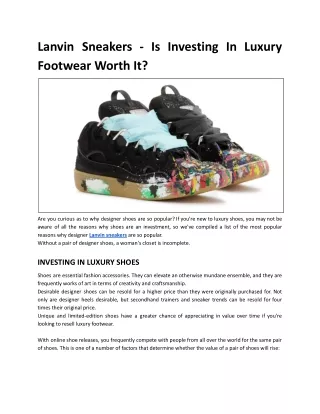 Lanvin Sneakers - Is Investing In Luxury Footwear Worth It?