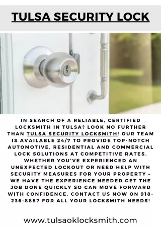Tulsa Security Lock - Tulsa Locksmith