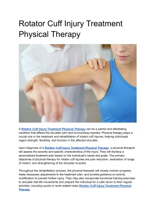 Rotator Cuff Injury Treatment Physical Therapy