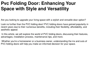 We offer distinctive PVC folding doors Dubai | PVC Folding Door UAE: