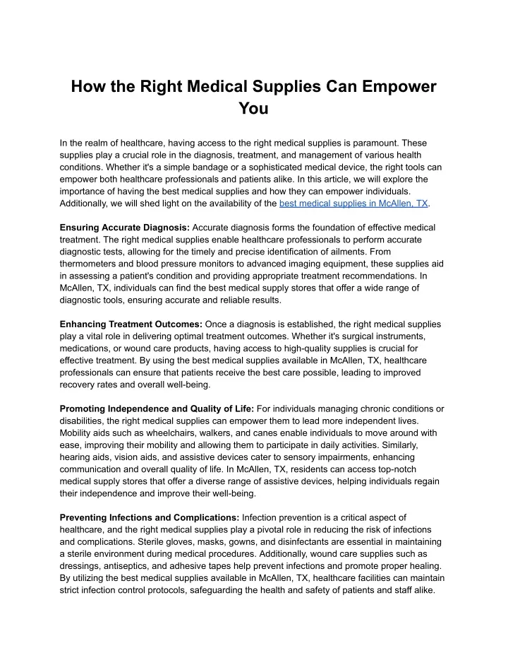how the right medical supplies can empower you